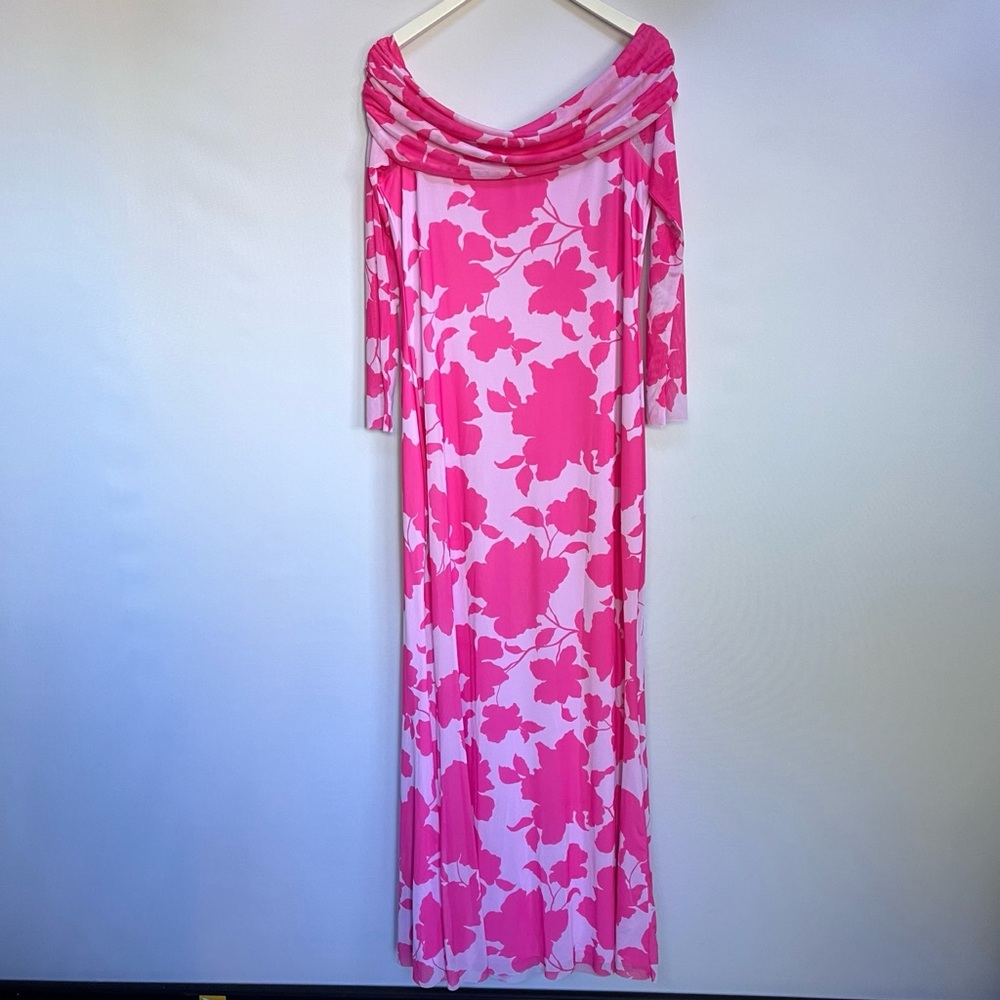 NWT Anthropologie AFRM Long-Sleeve Off-The-Shoulder Mesh Maxi Dress - Picture 7 of 14